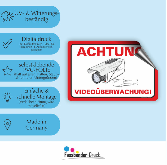 ACHTUNG VIDEOÜBERWACHUNG! (Weiß/Rot)