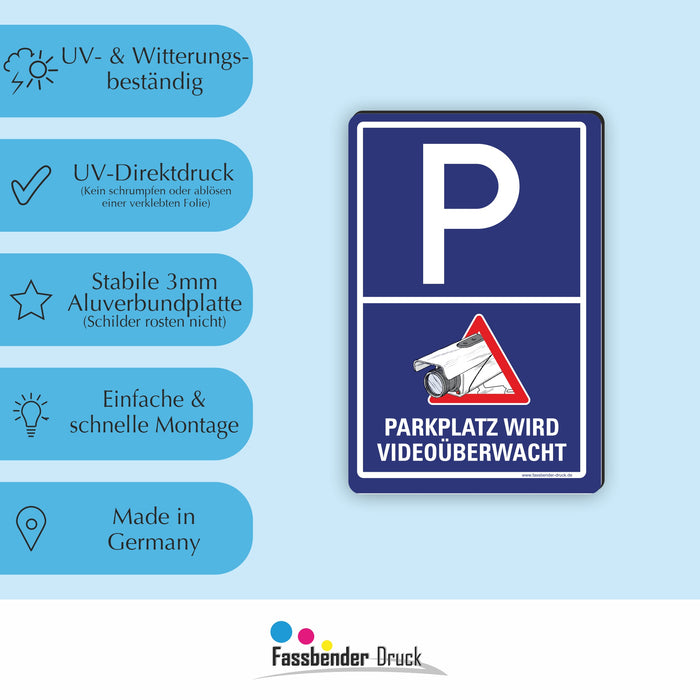 PARKPLATZ WIRD VIDEOÜBERWACHT (Blau)