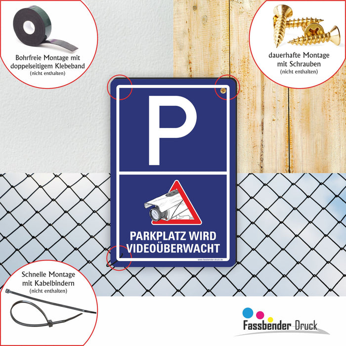 PARKPLATZ WIRD VIDEOÜBERWACHT (Blau)