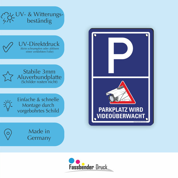 PARKPLATZ WIRD VIDEOÜBERWACHT (Blau)