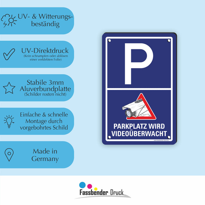 PARKPLATZ WIRD VIDEOÜBERWACHT (Blau)