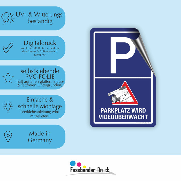 PARKPLATZ WIRD VIDEOÜBERWACHT (Blau)