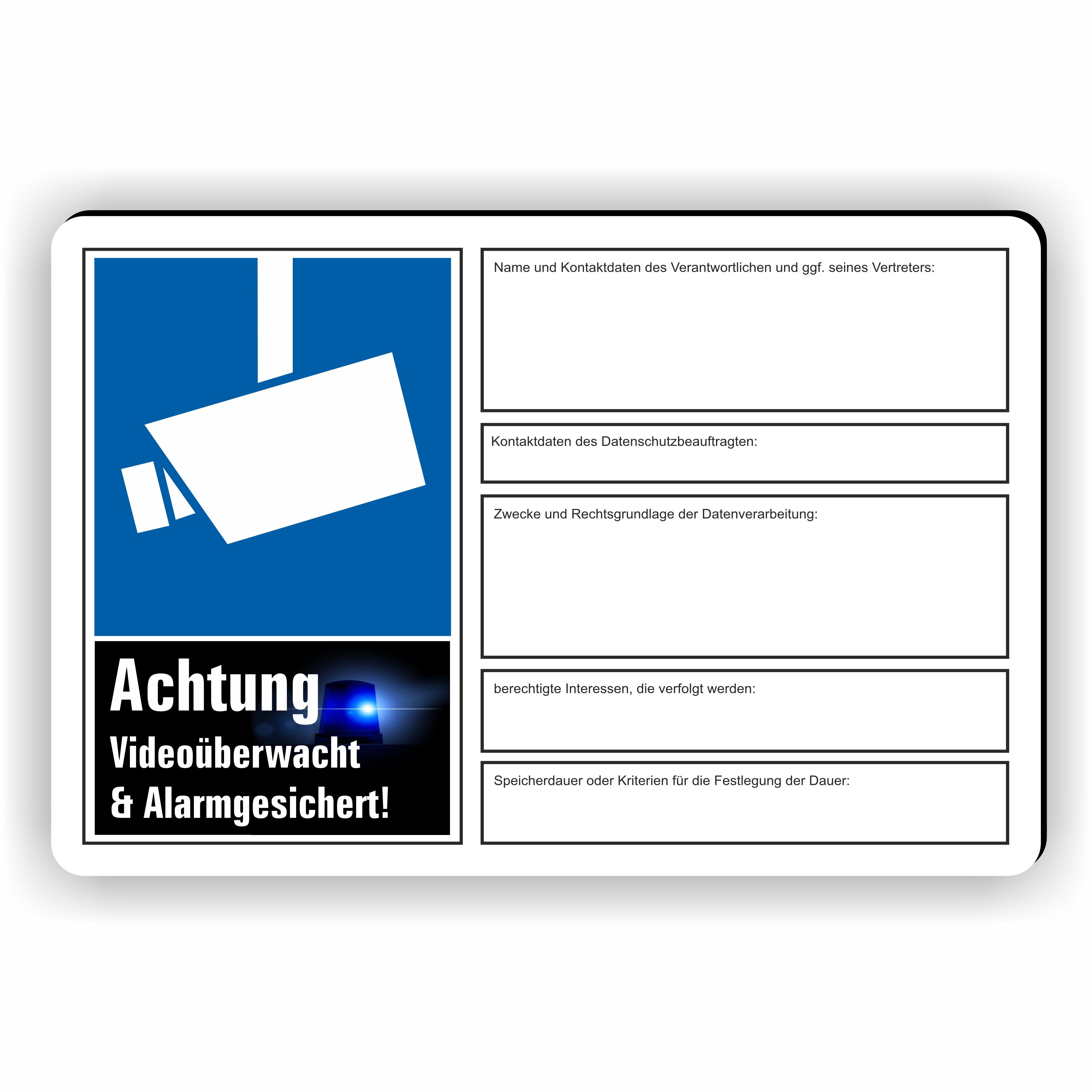 6 Videoüberwachung Aufkleber-Sets (85x55 Mm) – Mit Piktogramm & Schriftzug Zur Abschreckung Von Einbrechern
