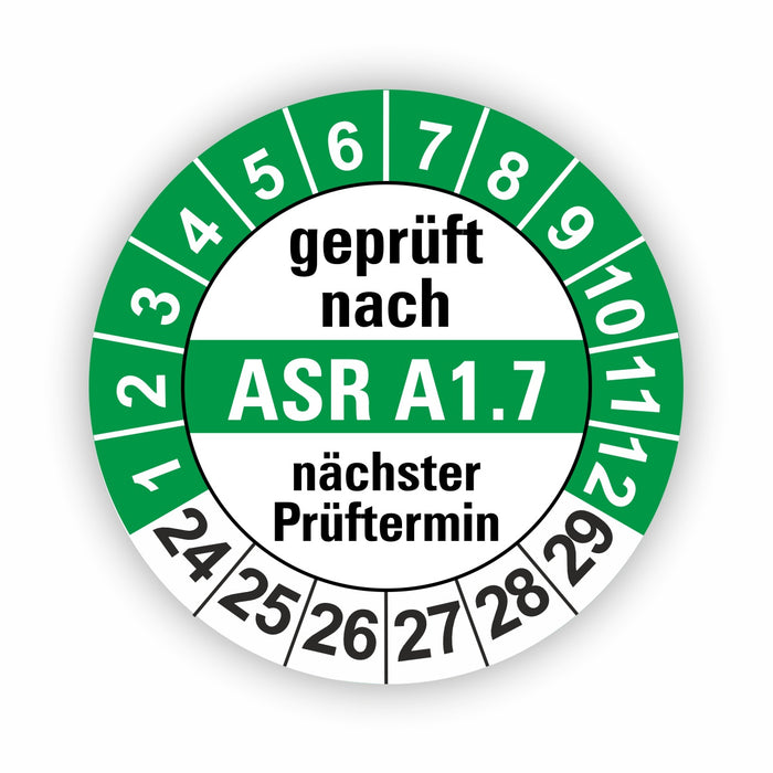 ASR A1.7 Wartungsetiketten / Prüfplaketten / Prüfetiketten