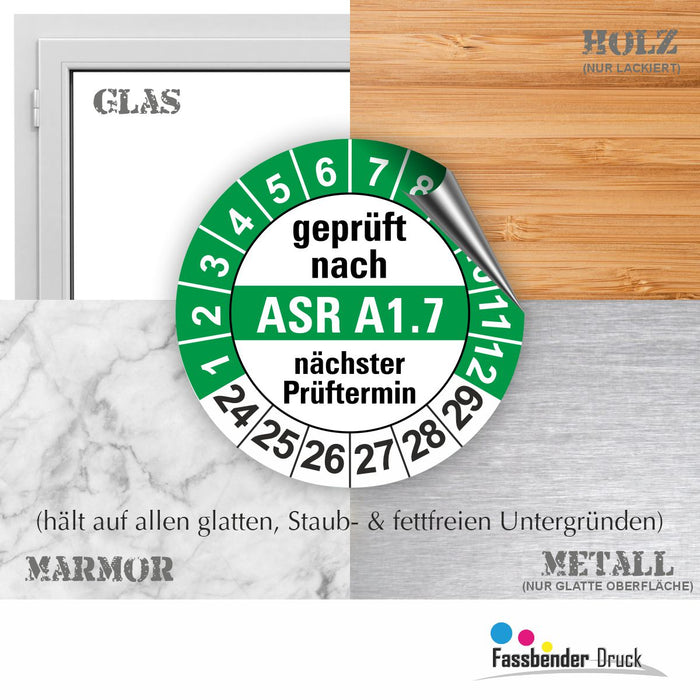 ASR A1.7 Wartungsetiketten / Prüfplaketten / Prüfetiketten