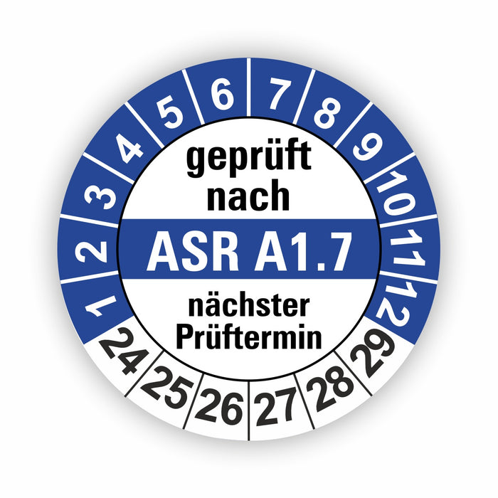 ASR A1.7 Wartungsetiketten / Prüfplaketten / Prüfetiketten
