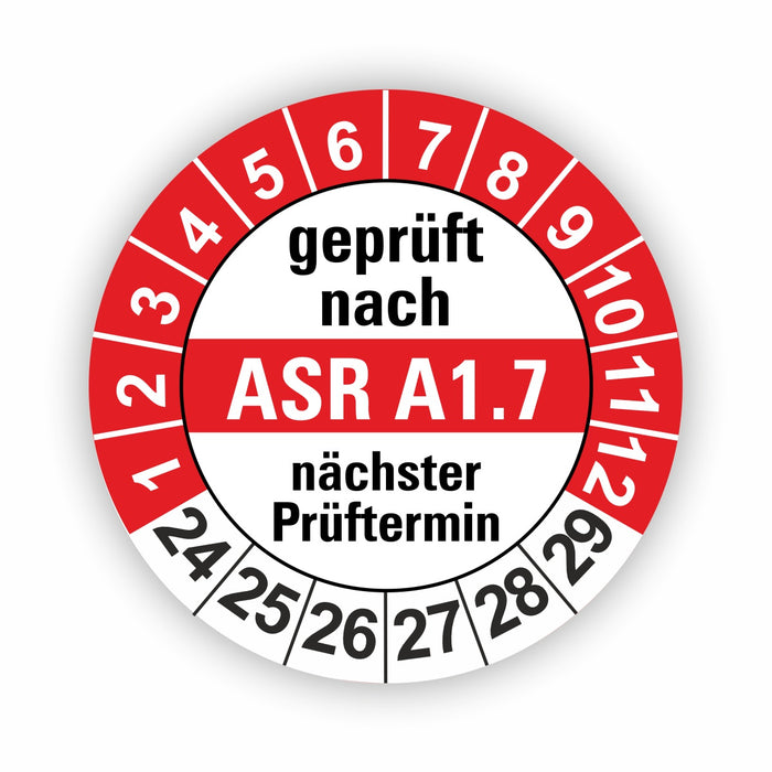 ASR A1.7 Wartungsetiketten / Prüfplaketten / Prüfetiketten