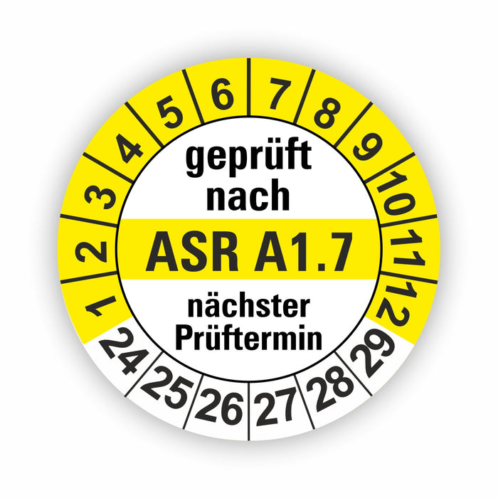 ASR A1.7 Wartungsetiketten / Prüfplaketten / Prüfetiketten