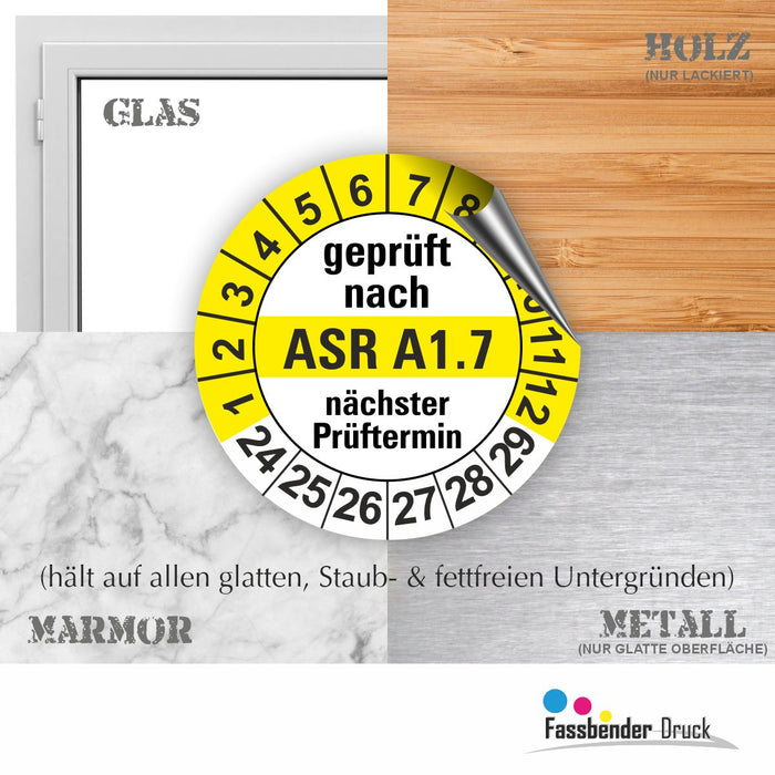 ASR A1.7 Wartungsetiketten / Prüfplaketten / Prüfetiketten