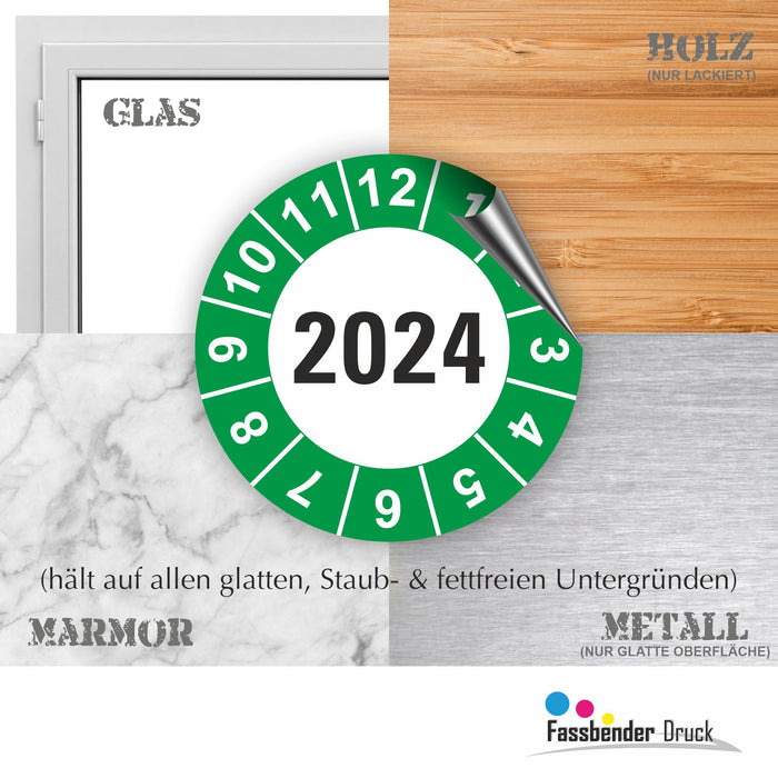 Jahresplakette 2024 Wartungsetiketten / Prüfplaketten / Prüfetiketten