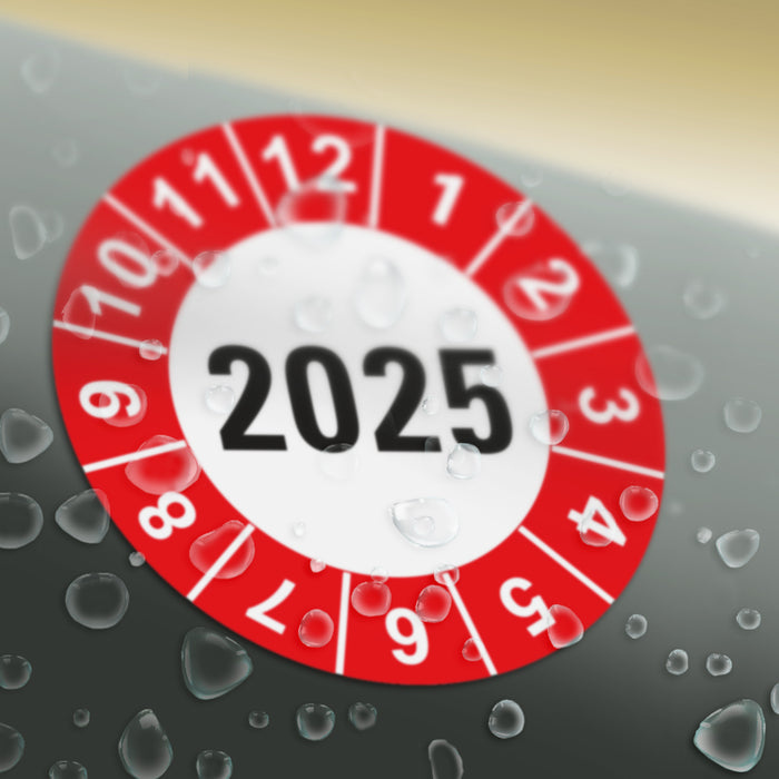 Jahresplakette 2025 Wartungsetiketten / Prüfplaketten / Prüfetiketten