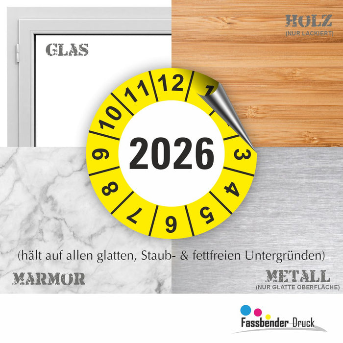 Jahresplakette 2026 Wartungsetiketten / Prüfplaketten / Prüfetiketten