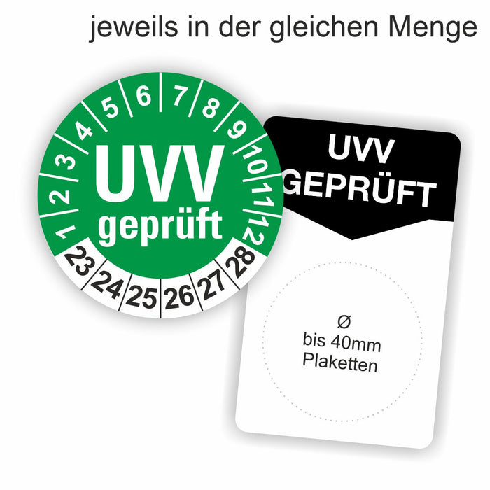 UVV geprüft Prüfplaketten GRÜN Ø 20 I 30 I 40 mm DIN NORM I Wartungsetiketten