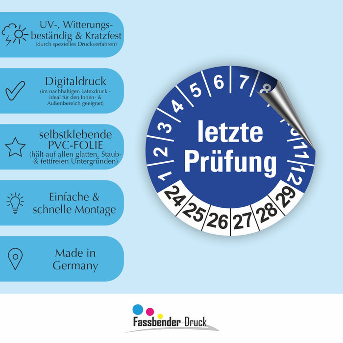 Letze Prüfung Wartungsetiketten / Prüfplaketten / Prüfetiketten