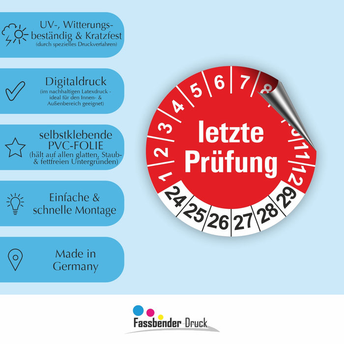 Letze Prüfung Wartungsetiketten / Prüfplaketten / Prüfetiketten
