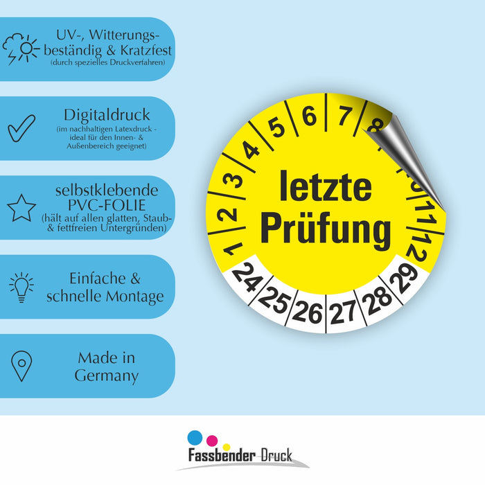 Letze Prüfung Wartungsetiketten / Prüfplaketten / Prüfetiketten