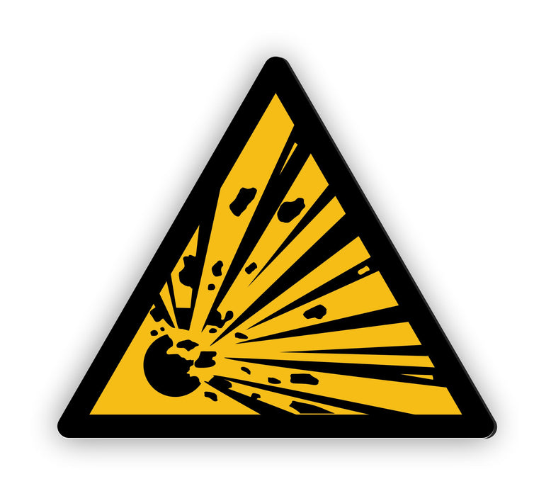Warnzeichen (W002) Warnung vor explosionsgefährlichen Stoffen - nach DIN EN ISO 7010