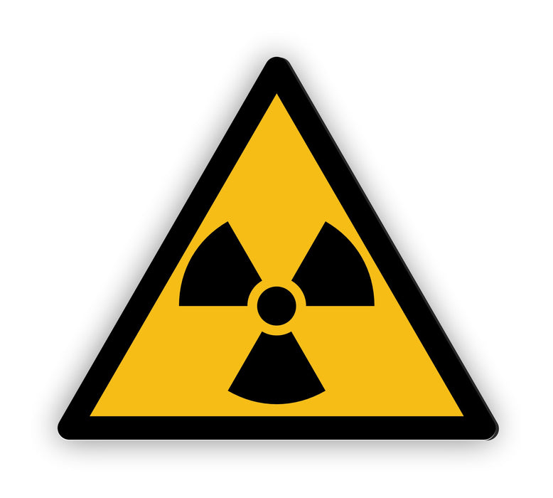 Warnzeichen (W003) Warnung vor radioaktiven Stoffen oder ionisierenden Strahlen - nach DIN EN ISO 7010