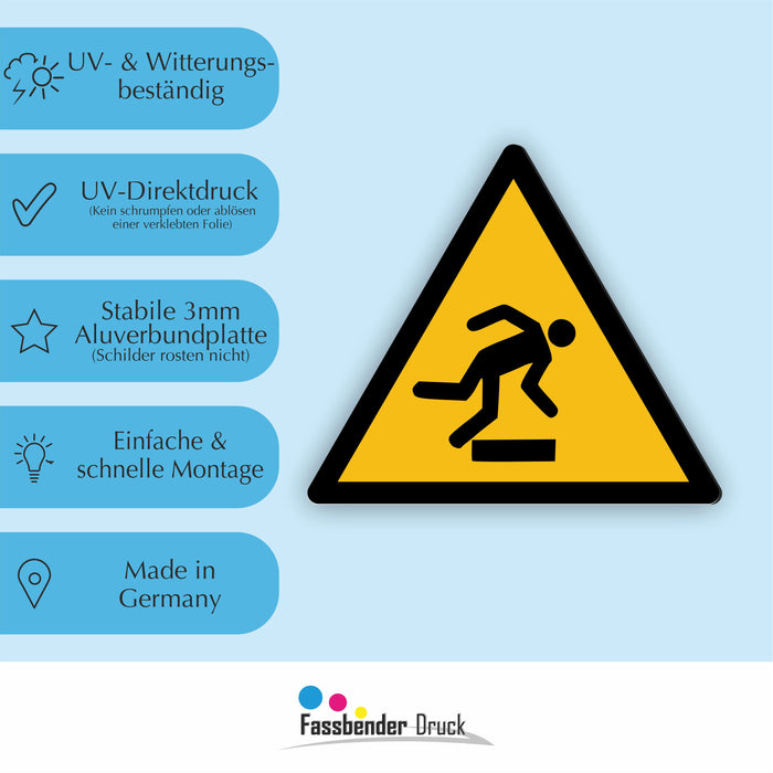 Warnzeichen (W007) Warnung vor Hindernissen am Boden - nach DIN EN ISO 7010