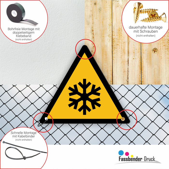 Warnzeichen (W010) Warnung vor niedriger Temperatur/Kälte - nach DIN EN ISO 7010