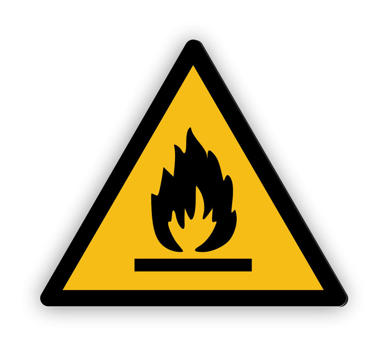 Warnzeichen (W021) Warnung vor feuergefährlichen Stoffen - nach DIN EN ISO 7010