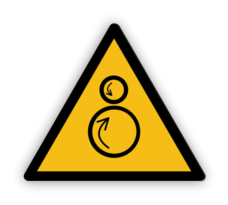 Warnzeichen (W025) Warnung vor gegenläufigen Rollen - nach DIN EN ISO 7010