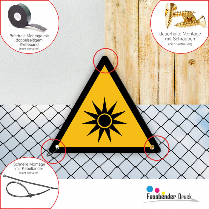 Warnzeichen (W027) Warnung vor optischer Strahlung - nach DIN EN ISO 7010