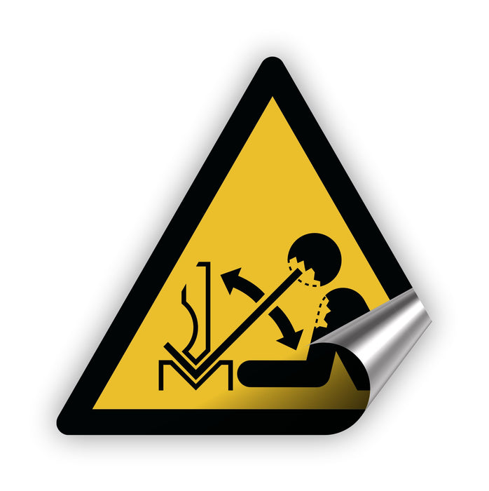 Warnzeichen (W032) Warnung vor hochschnellendem Werkstück in einer Presse - nach DIN EN ISO 7010