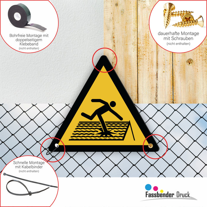 Warnzeichen (W036) Warnung vor nicht durchtrittsicherem Dach - nach DIN EN ISO 7010