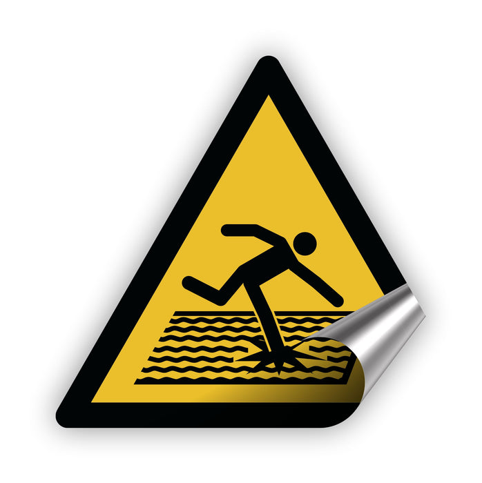 Warnzeichen (W036) Warnung vor nicht durchtrittsicherem Dach - nach DIN EN ISO 7010