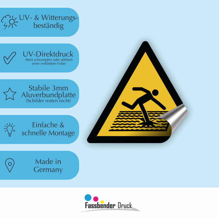 Warnzeichen (W036) Warnung vor nicht durchtrittsicherem Dach - nach DIN EN ISO 7010