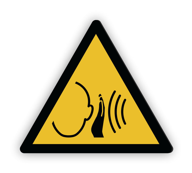 Warnzeichen (W038) Warnung vor unvermittelt auftretendem lauten Geräusch - nach DIN EN ISO 7010