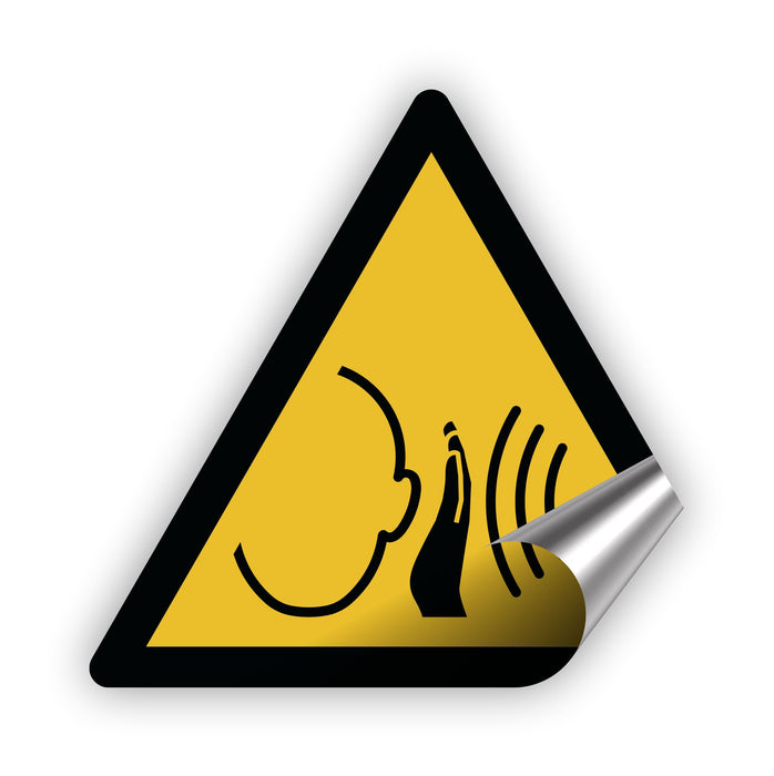 Warnzeichen (W038) Warnung vor unvermittelt auftretendem lauten Geräusch - nach DIN EN ISO 7010