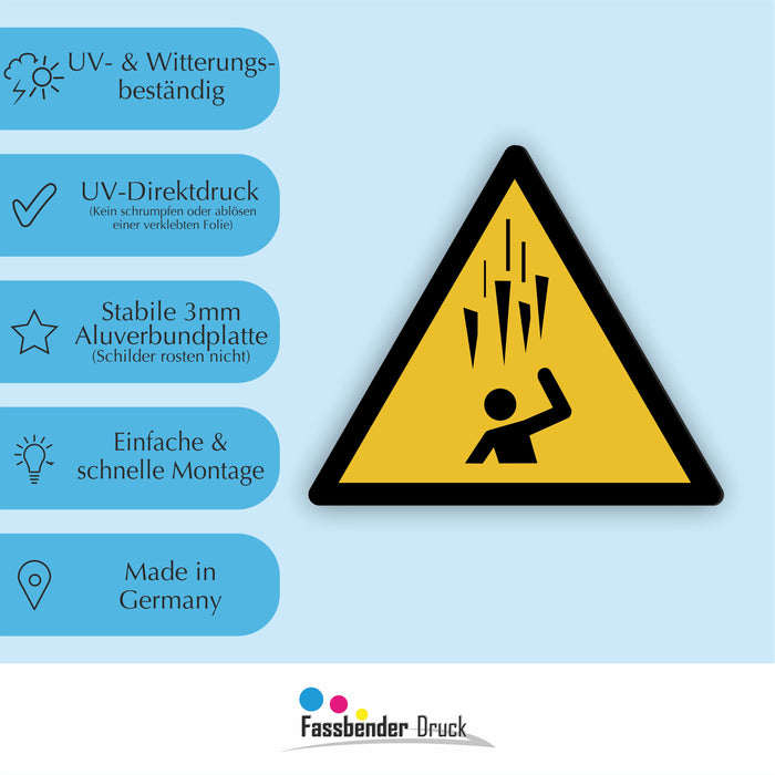 Warnzeichen (W039) Warnung vor Eisschlag - nach DIN EN ISO 7010