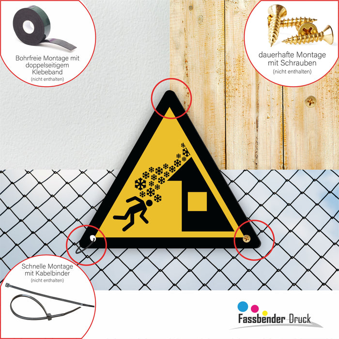 Warnzeichen (W040) Warnung vor Dachlawine - nach DIN EN ISO 7010