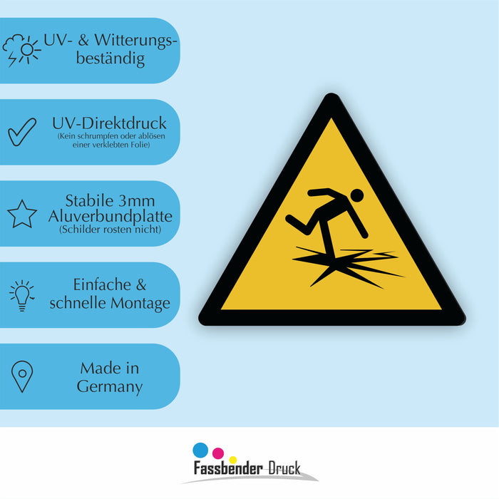 Warnzeichen (W043) Warnung vor dünnem Eis - nach DIN EN ISO 7010