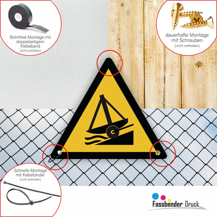 Warnzeichen (W044) Warnung vor Slipanlage - nach DIN EN ISO 7010
