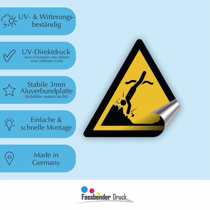 Warnzeichen (W049) Warnung vor Objekten unter der Wasseroberfläche - nach DIN EN ISO 7010