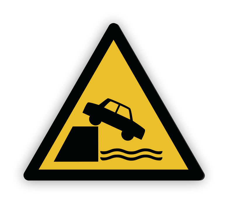 Warnzeichen (W051) Warnung vor ungesicherter Uferkante - nach DIN EN ISO 7010