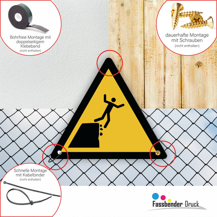 Warnzeichen (W052) Warnung vor instabiler Klippenkante - nach DIN EN ISO 7010