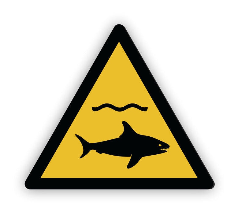 Warnzeichen (W054) Warnung vor Haien - nach DIN EN ISO 7010