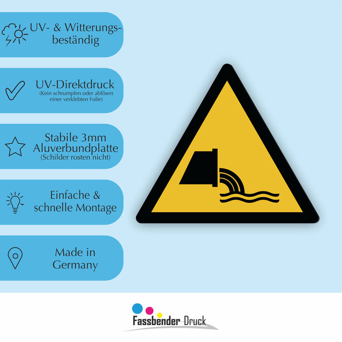 Warnzeichen (W055) Warnung vor Abwassereinleitung - nach DIN EN ISO 7010