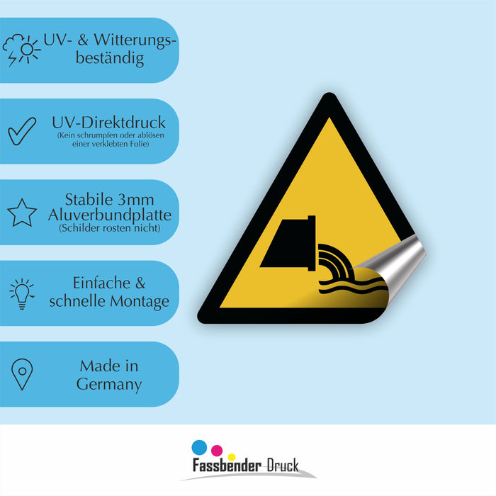 Warnzeichen (W055) Warnung vor Abwassereinleitung - nach DIN EN ISO 7010