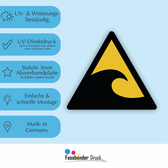 Warnzeichen (W056) Warnung vor Tsunami-gefährdetem Bereich - nach DIN EN ISO 7010
