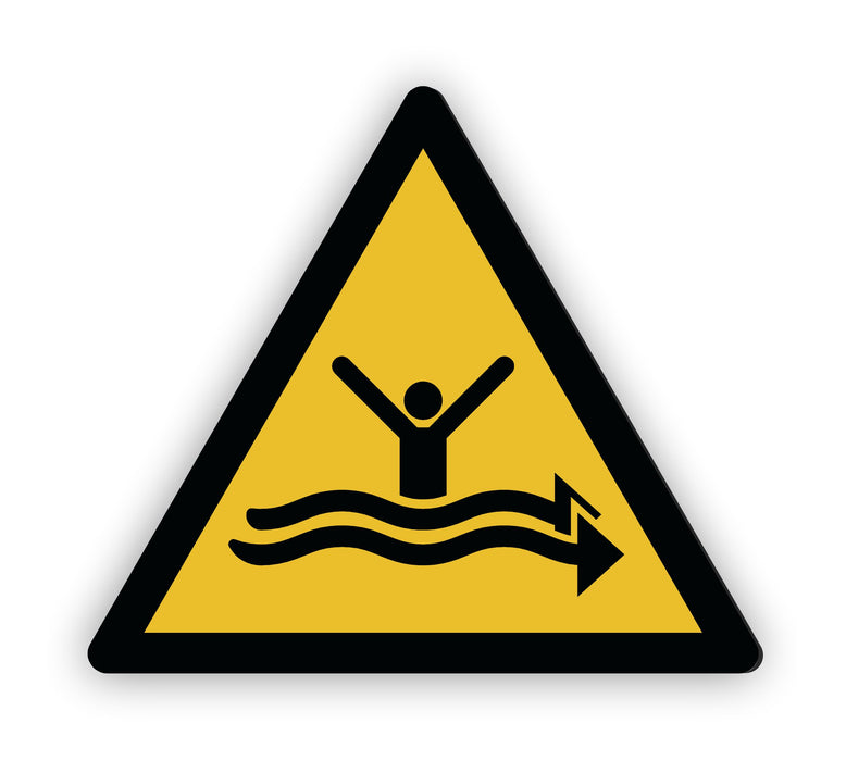 Warnzeichen (W057) Warnung vor starker Strömung - nach DIN EN ISO 7010