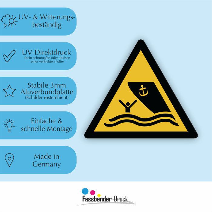 Warnzeichen (W058) Warnung vor Schiffsverkehr - nach DIN EN ISO 7010