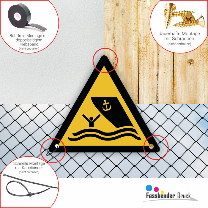 Warnzeichen (W058) Warnung vor Schiffsverkehr - nach DIN EN ISO 7010