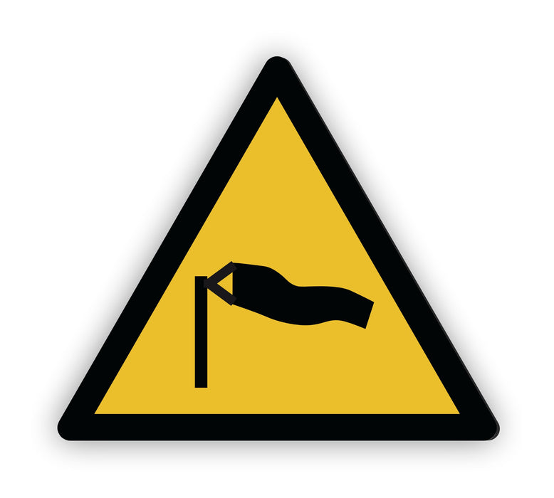 Warnzeichen (W064) Warnung vor starkem Wind - nach DIN EN ISO 7010
