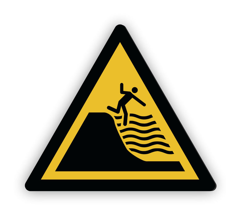 Warnzeichen (W066) Warnung vor steil abfallendem Strand - nach DIN EN ISO 7010