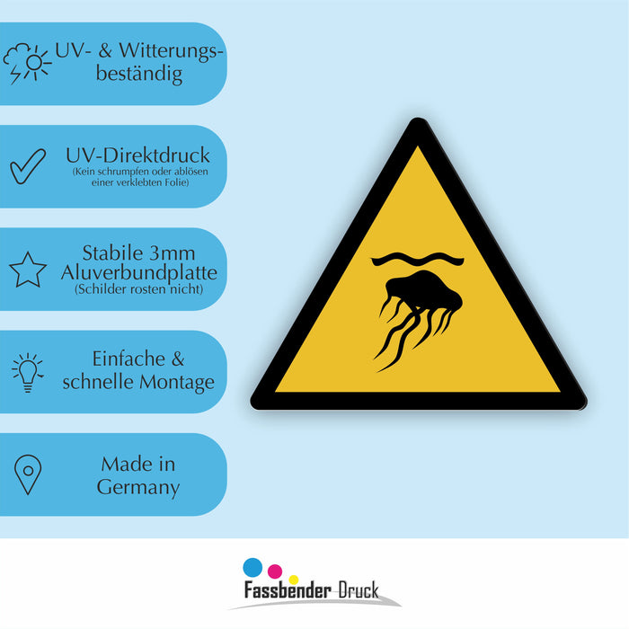 Warnzeichen (W069) Warnung vor Quallen - nach DIN EN ISO 7010